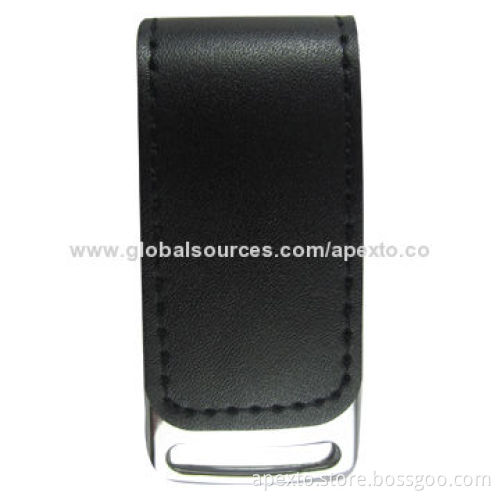 Leather USB Disk, 8 and 16GB, Comes with Plug-and-play Function, Anti-shock, Data Preloading